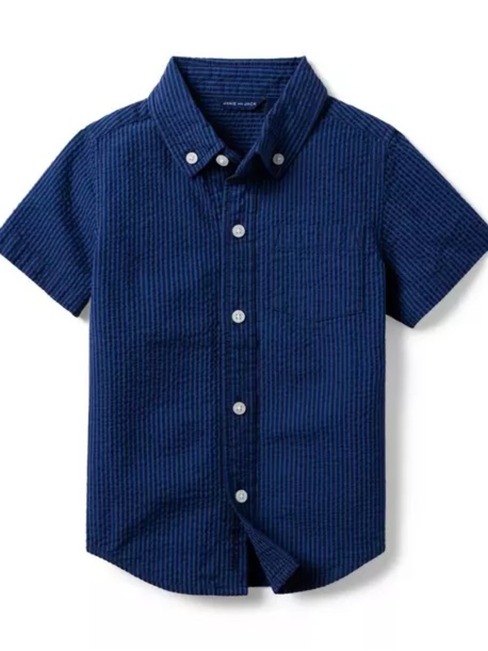 Janie & Jack Boys Blue Striped Short Sleeve Button Down Shirt